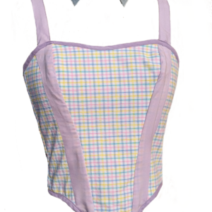 corset amazone mauve à carreaux savoir-faire upcycling
