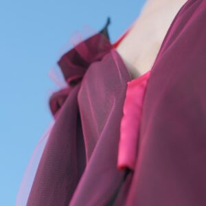 détails top tulle fushia upcyclé