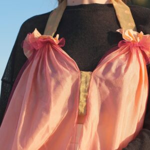 Tissu de seconde-main pour un top tulle doré et rose