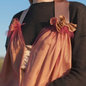 Débardeur artisanal caramel et fuschia