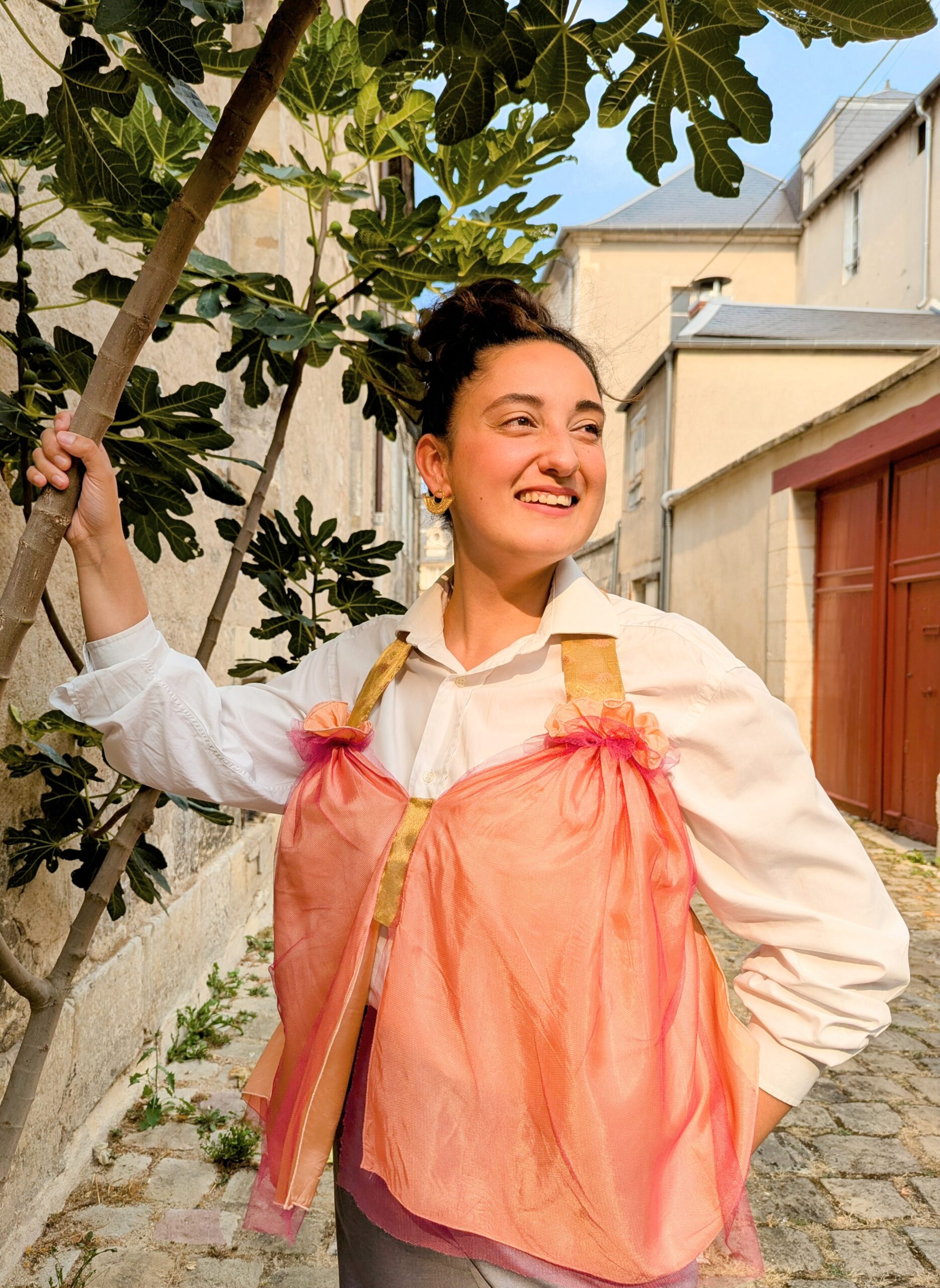 Création upcycling artisanale brillante doré et rose