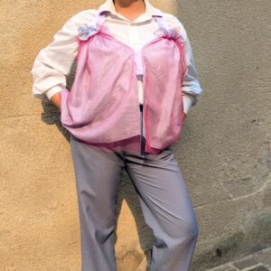 Haut éthique en tulle fuschia et doublure lilas