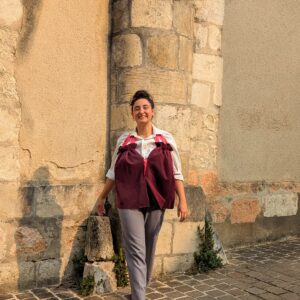 Haut upcycling d'été rose et noir