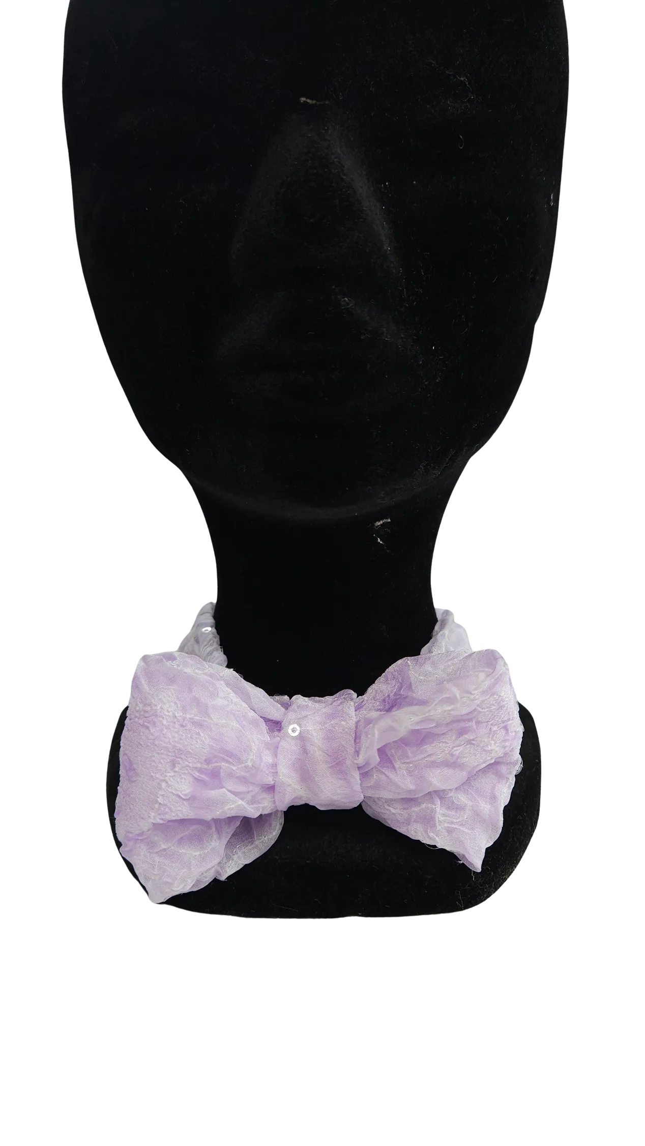 accessoire noeud papillon mauve un tissu original cloqué avec des sequins c'est de l'upcycling couture fait main